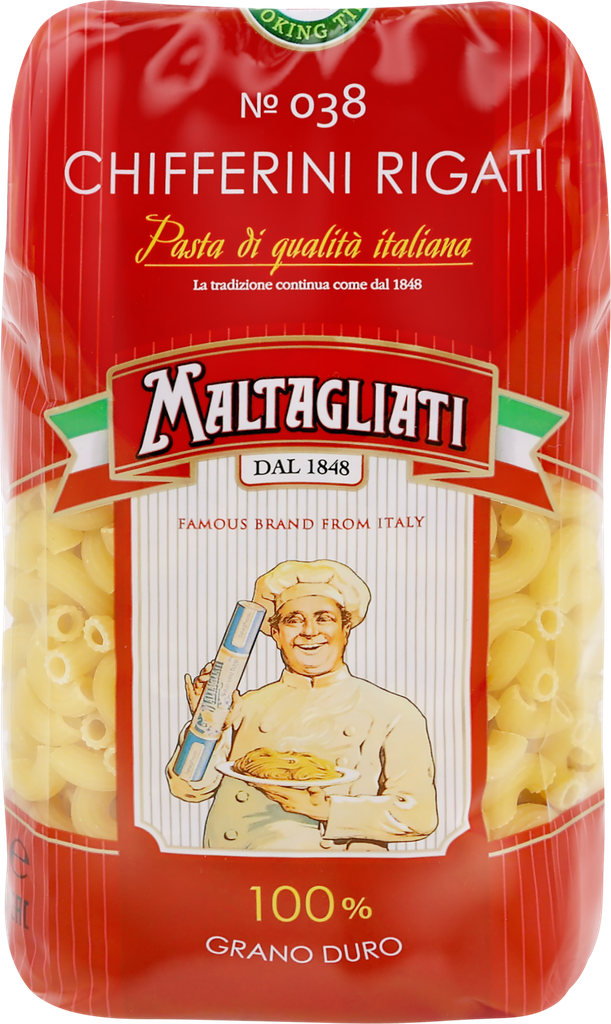 Макароны MALTAGLIATI Chifferini Rigati № 038, 450г
