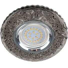 фото Комплект 6 шт. светодиодный светильник Ecola MR16 GU5.3 DL1661 Стекло Круг круп.матовый квадратный стразы Матовый/Хром 42x95 FM16RNECB