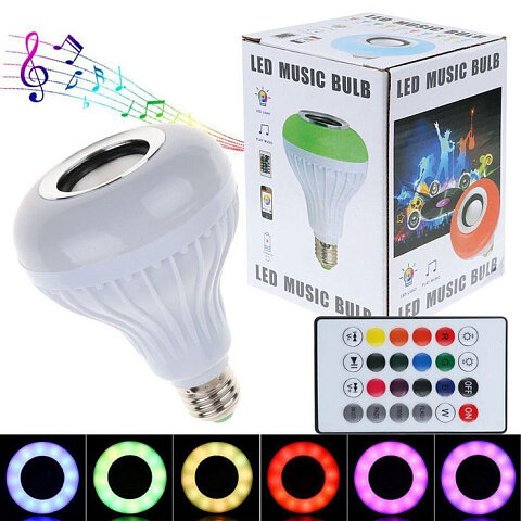 Колонка портативная - LED лампочка RGB LED MUSIC BULB