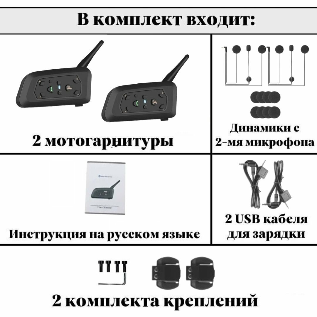 Мотогарнитура Bluetooth для шлема ANYSMART 1200 м 2 