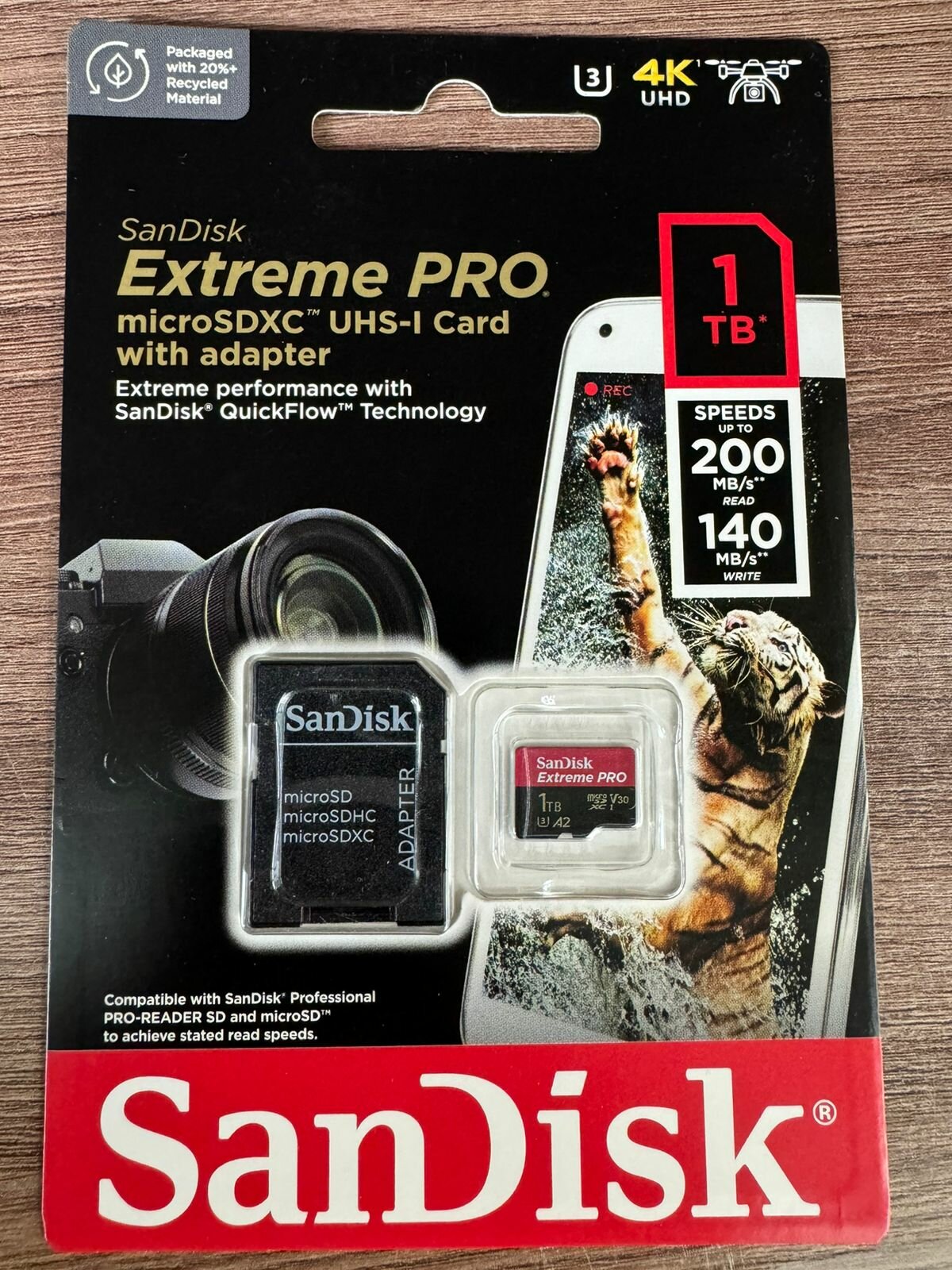 Карта памяти SanDisk microSDXC 1 ГБ Class 10, V30, A2, UHS-I, R/W 200/140 МБ/с