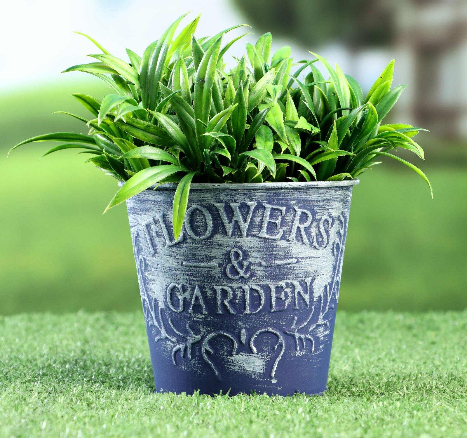 фото Кашпо "Ведерко Генри" синий, 10х10х10см