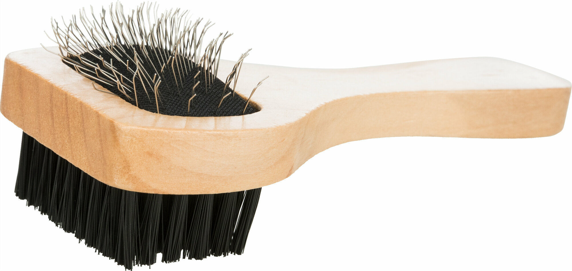 фото Trixie щетка-пуходерка для собак и кошек двухсторонняя, пластиковая ручка 13,5*6 см