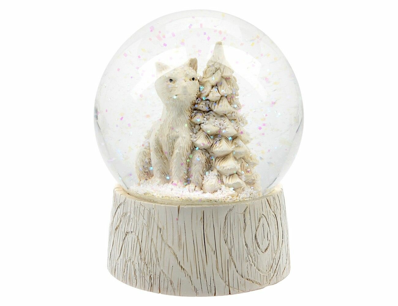 Светящийся снежный шар снегопад В лесу: лиса, полистоун, стекло, 12 см, на батарейках, Koopman International ALX618330-3