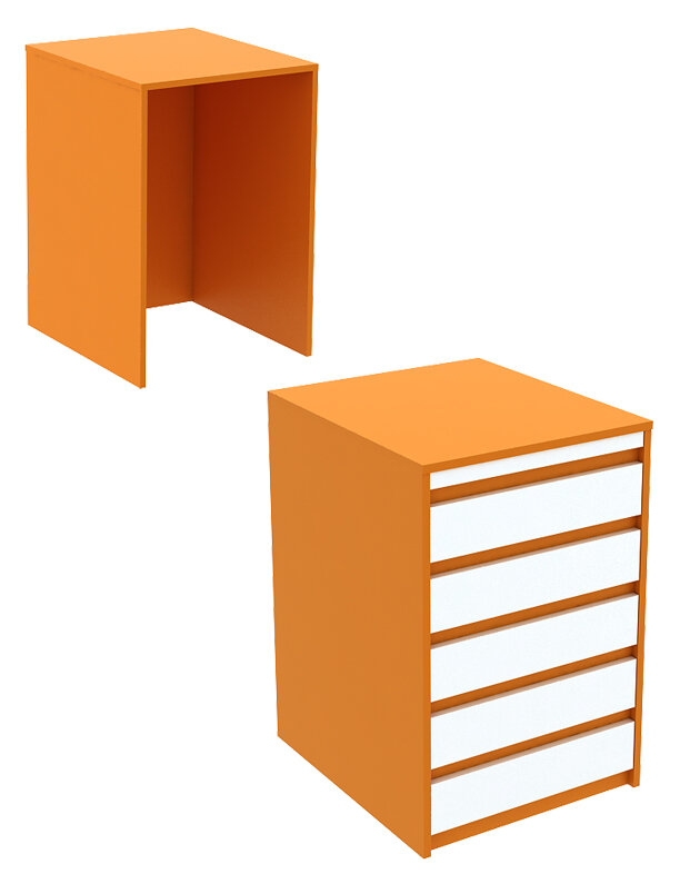 Ресепшен - стол оранжевого цвета узкий серии апельсин с фасадными декорами №9