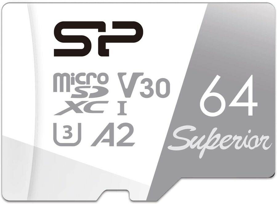 Карта памяти Silicon Power microSDXC UHS-I U3 Superior 64ГБ Class 10 (SP064GBSTXDA2V20SP) +переходник SD