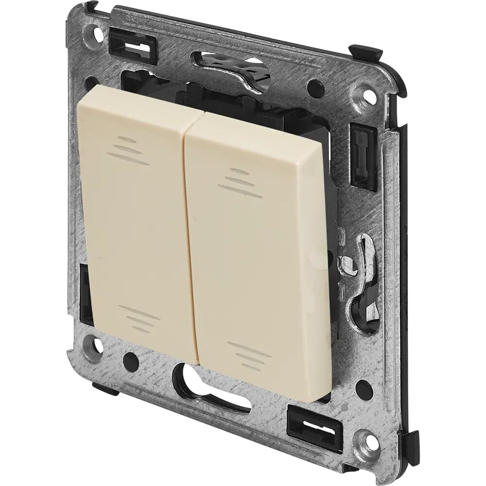 фото Выключатель встраиваемый DKC Avanti 2 клавиши цвет ванильная дымка