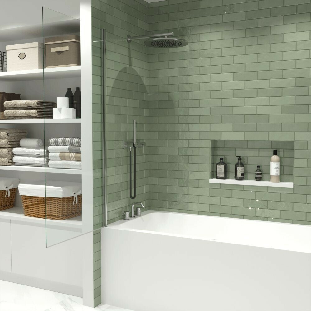 Шторка на ванну Iberica Blanca Mod.802 Wide Open профиль хром, стекло прозрачное - фото №3