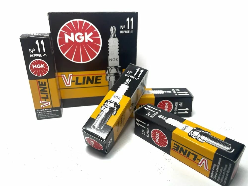 Комплект свечей зажигания 4 шт. NGK BCPR6E-11 5282 V-LINE ВАЗ 2110/ 2111 / 2112 / Гранта / Калина / Kalina ll / Vesta / XRAY