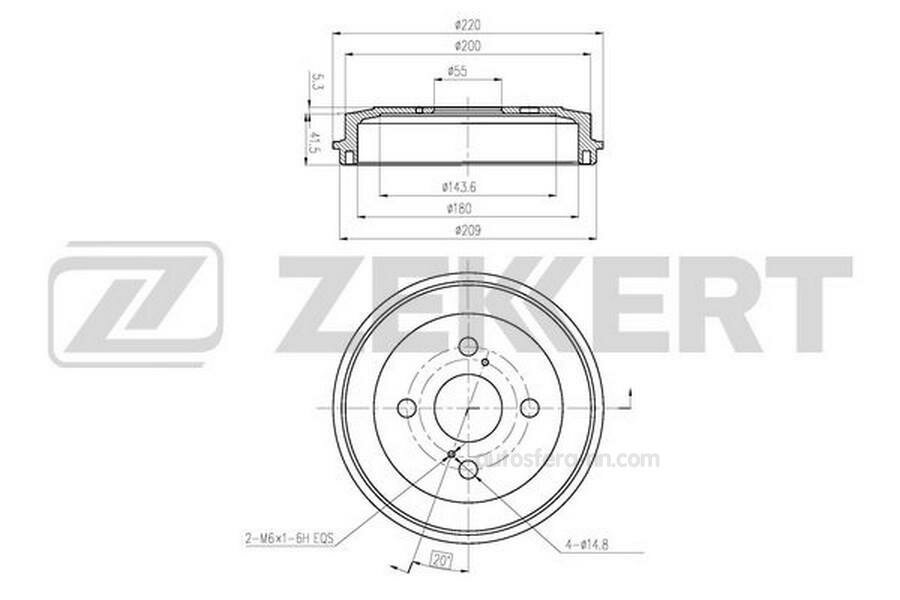 ZEKKERT BS6465 Барабан торм. задн. Daihatsu Materia 06- Cuore VII 06- Sirion II 05- Subaru Justy 07- Toyota bB