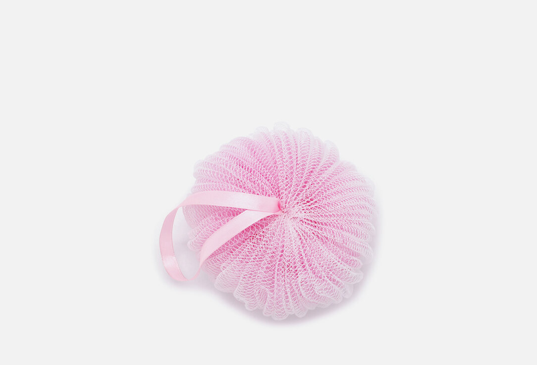 Мочалка со шнуром розовая BASICARE PUMPKIN BATH SPONGE WITH PINK RIBBON-PINK / количество 1 шт