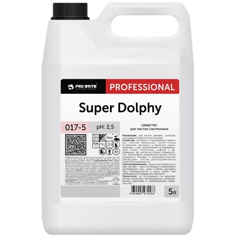 Профхим сантех кисл гель д/удален налета, д/акрила Pro-Brite/SUPER DOLPHY,5л