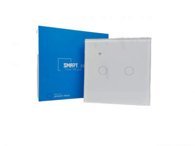 фото Smart Wi-Fi touch wall switch Умный сенсорный WiFi выключатель настенный (двухнопочный, белый)