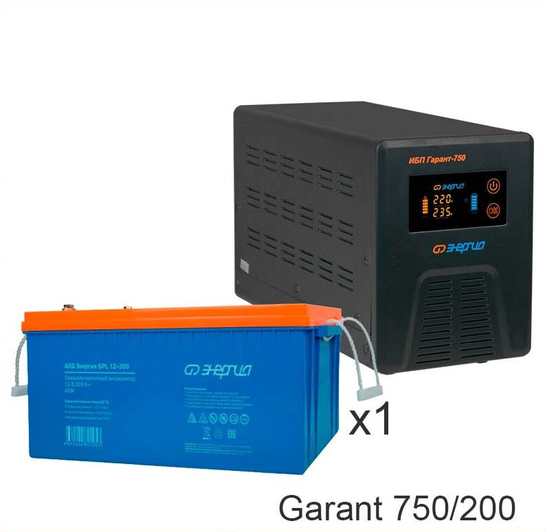 Интерактивный ИБП Энергия Гарант 750 в комплект с АКБ Энергия GPL 12-200