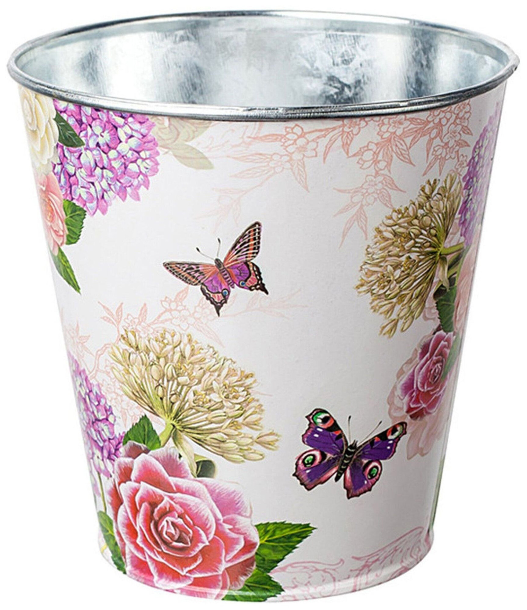 фото Кашпо Азалия Декор Весенний сад d13 cм металлическое бело-розовое