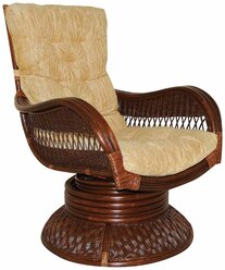 Кресло-качалка Tetchair ANDREA Relax Medium, с подушкой, античн. орех, Ткань рубчик, creamy