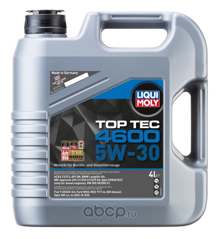 Масло моторное LIQUI MOLY Top Tec 4600 5W-30 синтетическое 4 л Liqui moly 3763