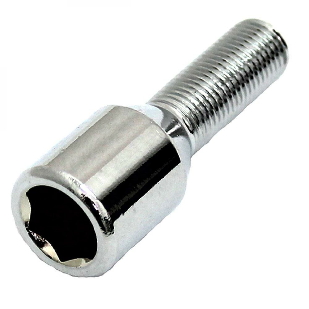фото Болт колесный M12X1,25X28 Хром Конус, Dголовы=20мм, внутр. шестигранник 12мм VHE20B28 Cr (Матрикс)