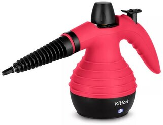 Пароочиститель Kitfort KT-9193-1, 1050 Вт, 0,35 л, 30 г/мин, нагрев 3 мин, чёрно-красный