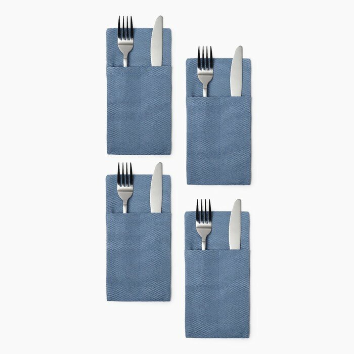 фото Набор конвертов для приборов Home collection blue-2 шт, 22х10см, 56%лён, 44%хл