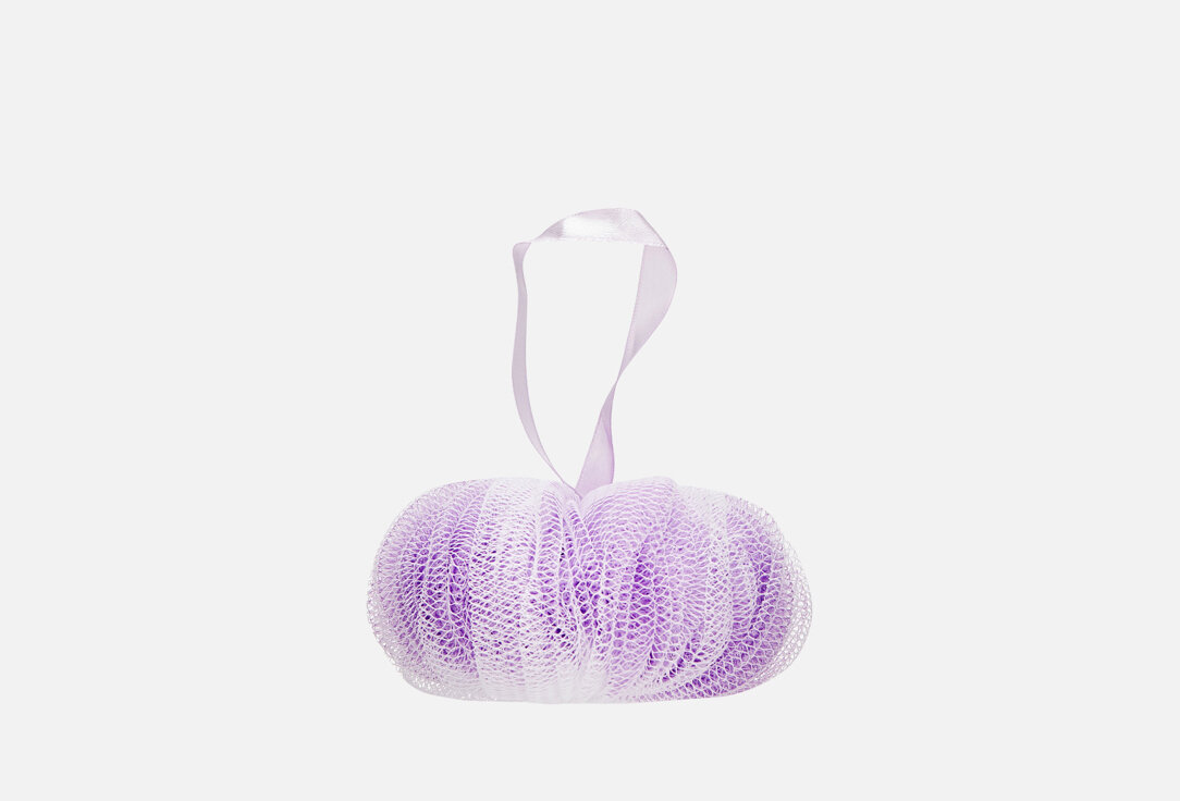 Мочалка со шнуром- люкс BASICARE LUXE BATH SPONGE -LIGHT PURPLE-CREAM / количество 1 шт