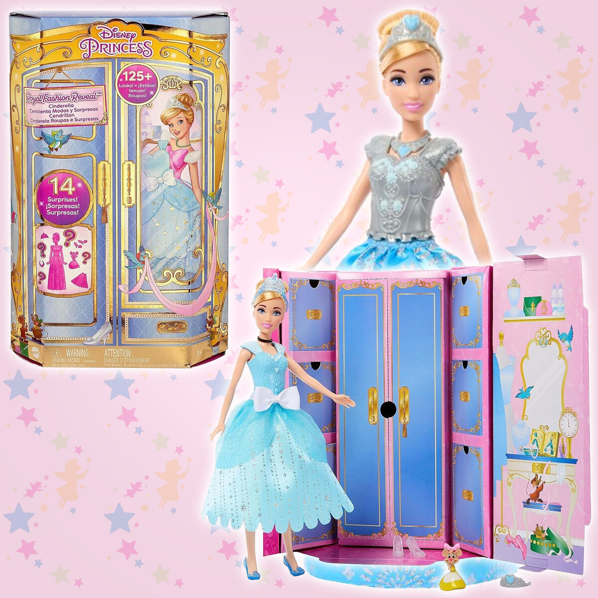 Кукла Золушка Cinderella Принцесса Дисней и модный гардероб с 12 сюрпризами