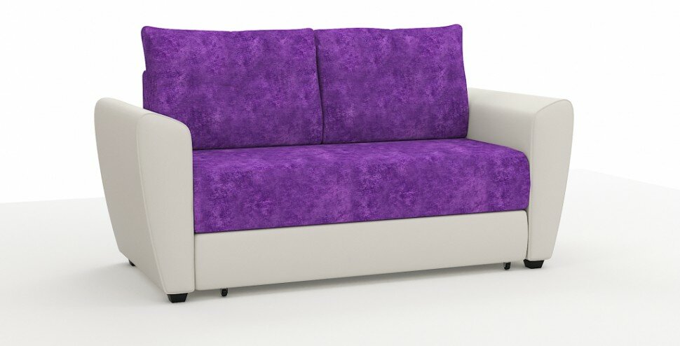 фото Диван Амстердам Мини Люкс велюр фиолетовый + экокожа белый