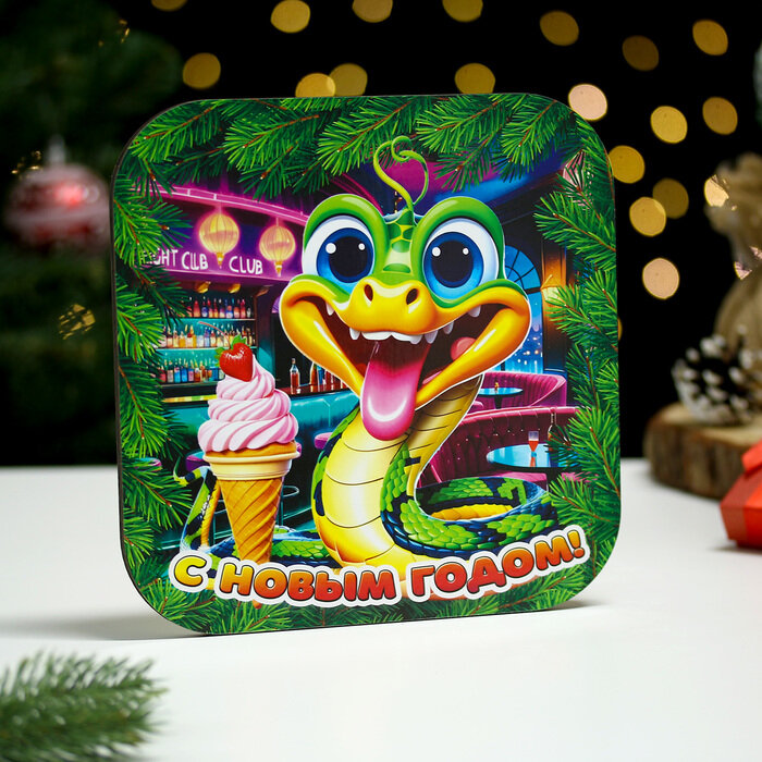 фото Подставка под горячее "Символ года.Змея зеленая" 19х19 см