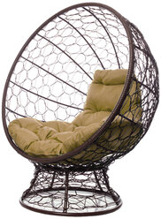 Кресло M-group кокос на подставке с ротангом коричневое бежевая подушка