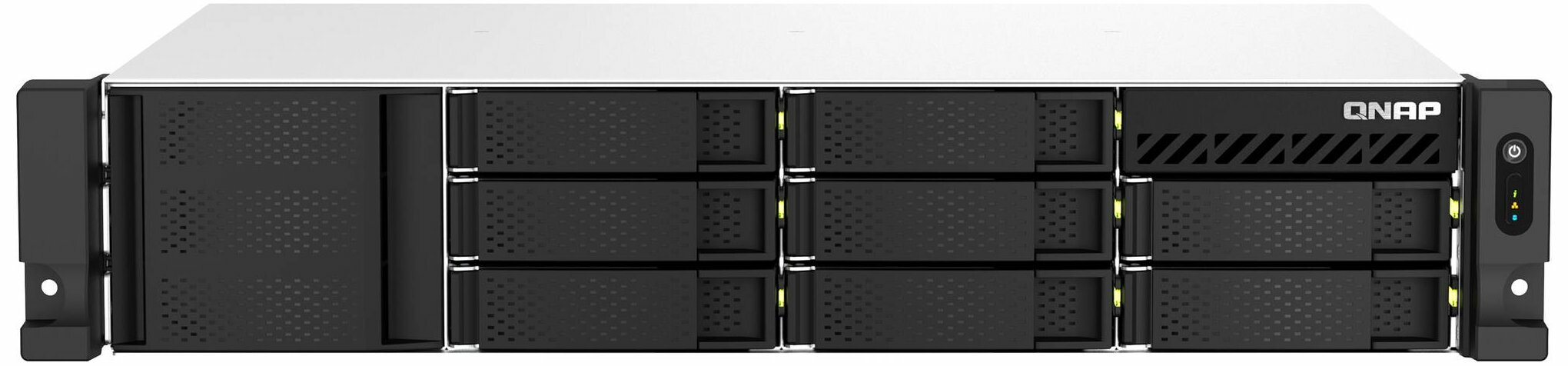 Сетевое хранилище QNAP TS-873AeU-RP-4G стоечный (2U) 8шт. 2.5",3.5",M.2 SATA III, NVMe 176TB RAID 0,RAID 1,RAID 10,RAID 5,RAID 50,RAID 6,RAID 60,Single disk,TP,triple Mirro 4 GB DDR4 Кол-во сетевые интерфейсов 2шт. 2.5 Gb/s