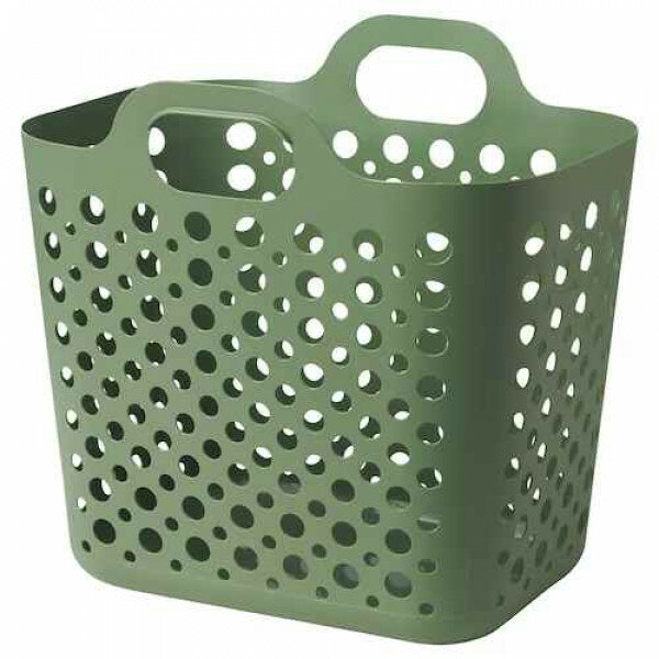 IKEA SLIBB (икеа слибб) Мягкая корзинка для белья зеленый 24л - фотография № 1
