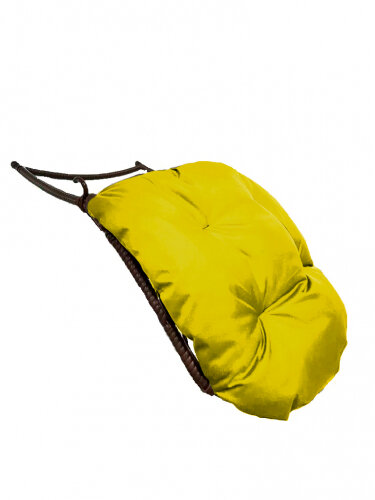 Подставка для ног M-group на кресло подвесное, с ротангом коричневое, желтая подушка