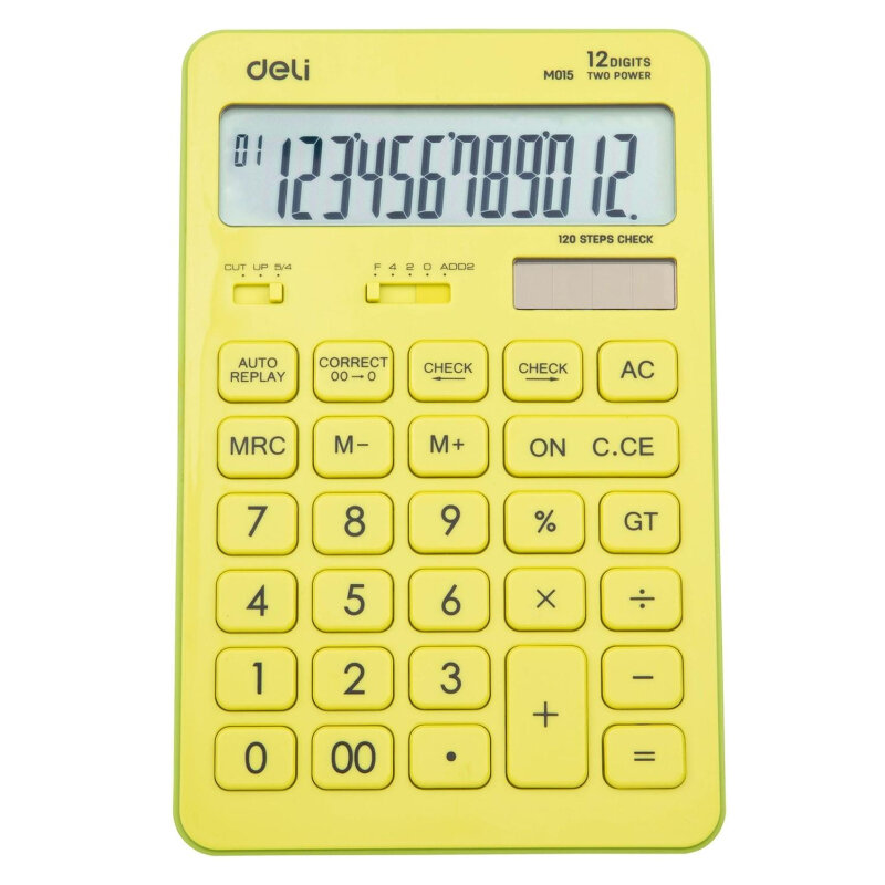 Калькулятор настольный полноразм. Deli EM01551 12-рдв.пит175х108мм желт