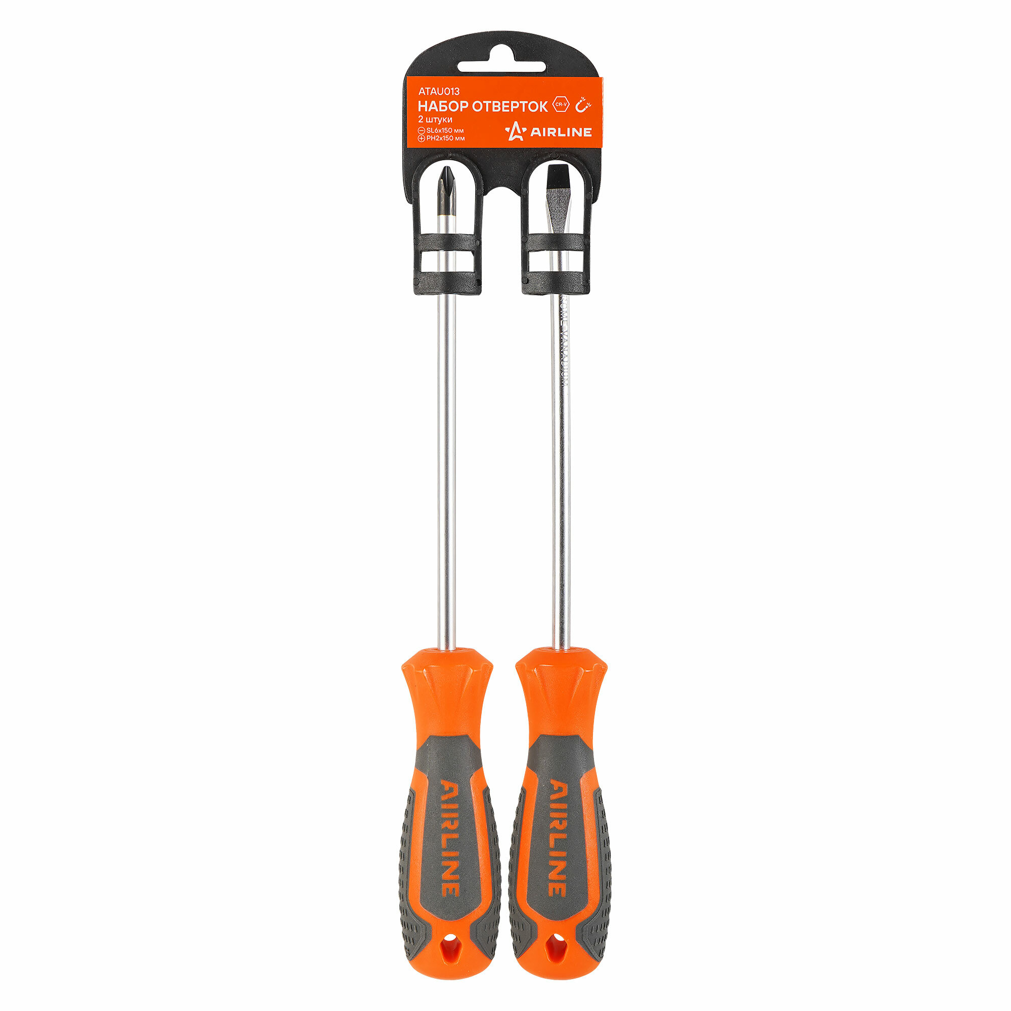 фото Набор отвёрток 2 предмета (SL6x150mm, PH2x150mm) подвес (AIRLINE)
