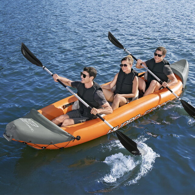 Bestway Байдарка Rapid X3 Kayak 3-х местная 381 х 100 (весла, насос, плавники, сумка) 65132