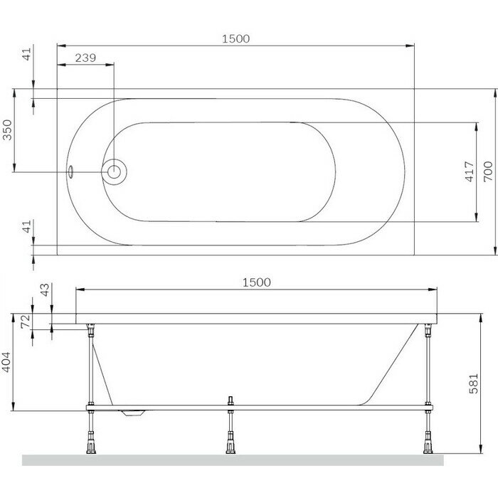 Акриловая ванна Am.Pm X-Joy 70х150 W94A-150-070W-A1 - фото №2