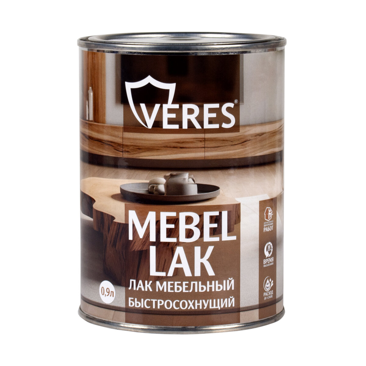 Лак мебельный Veres полуглянцевый, 0,9 л - фото №1