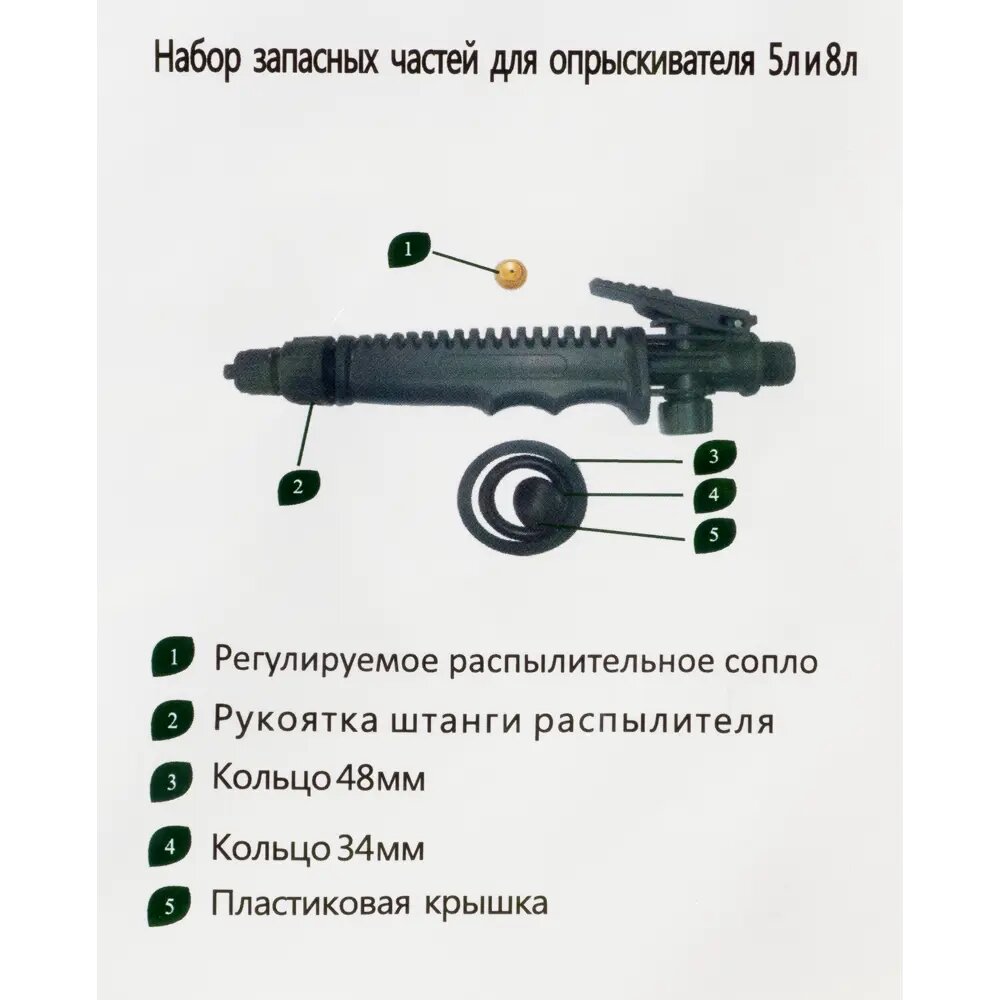 Набор запчастей для опрыскивателя Geolia 5/8 л - фотография № 3