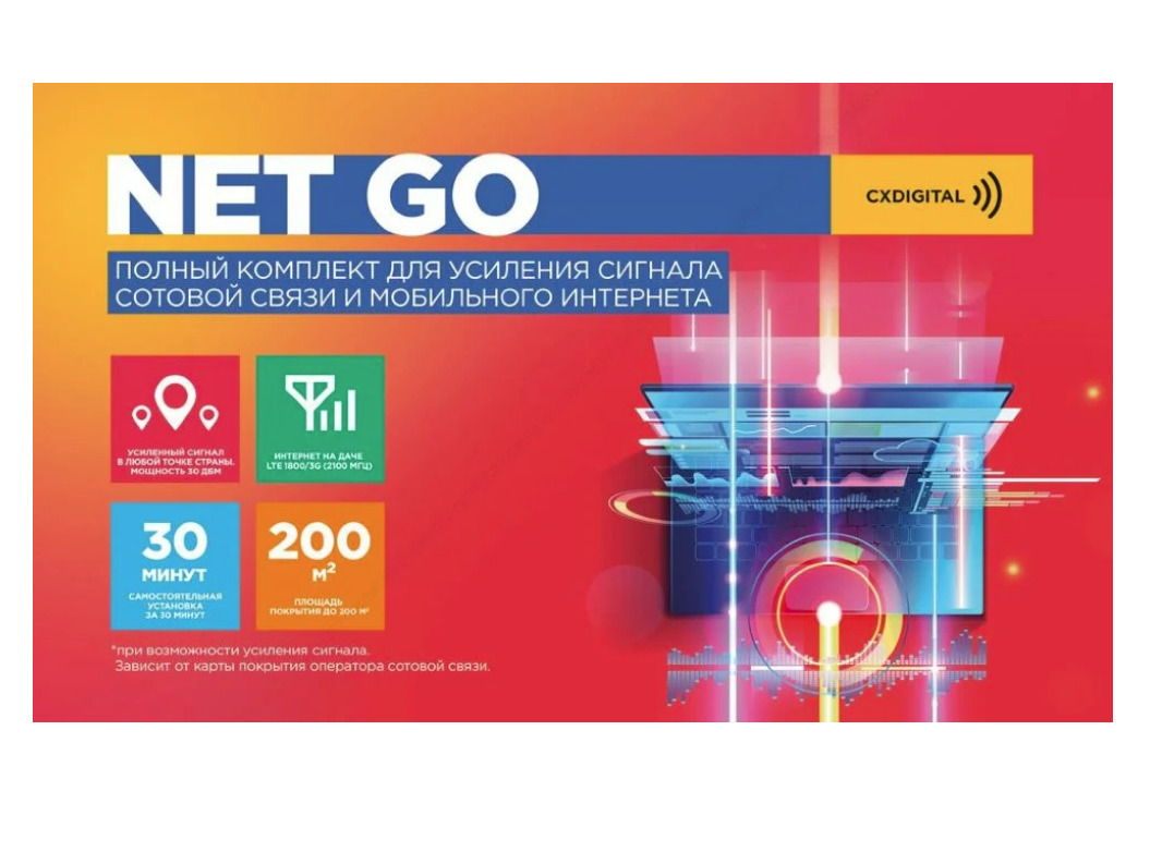 Комплект для усиления связи и интернета Net Go+ CXDIGITAL(900/1800/2100/2600 МГЦ)