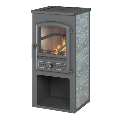 фото Etna Печь-камин Etna (Этна) БКД с плитой в камне(Талькохлорит)