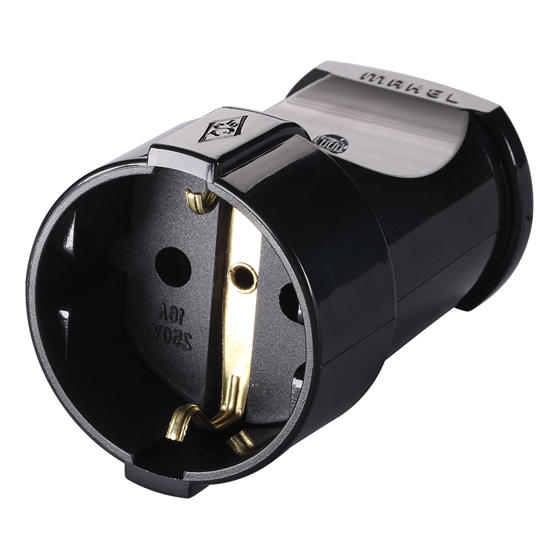 фото Розетка штепсельная с/з черная 16А 10053 Makel