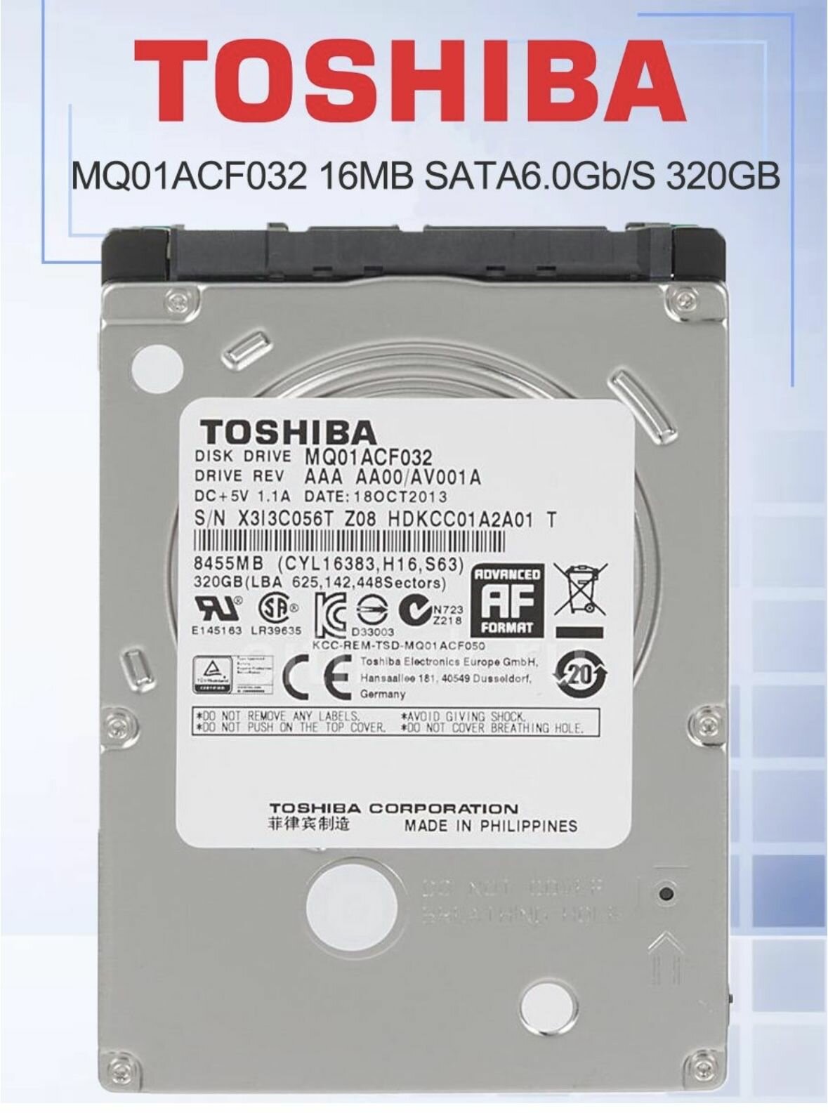 Внутренний жесткий диск Toshiba для ноутбука (MQ01ACF032)