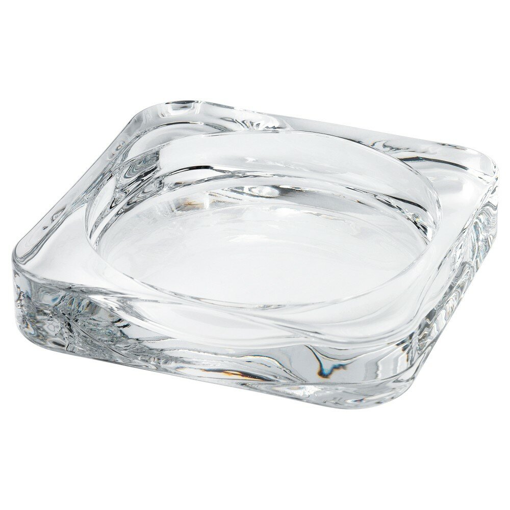 Тарелка для свечи, прозрачное стекло 10x10 см IKEA GLASIG гласиг 103.716.70