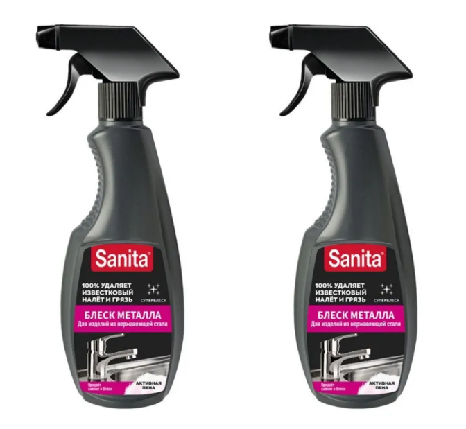 фото Спрей Sanita Блеск Металла активная пена курок 500 мл х 2 шт