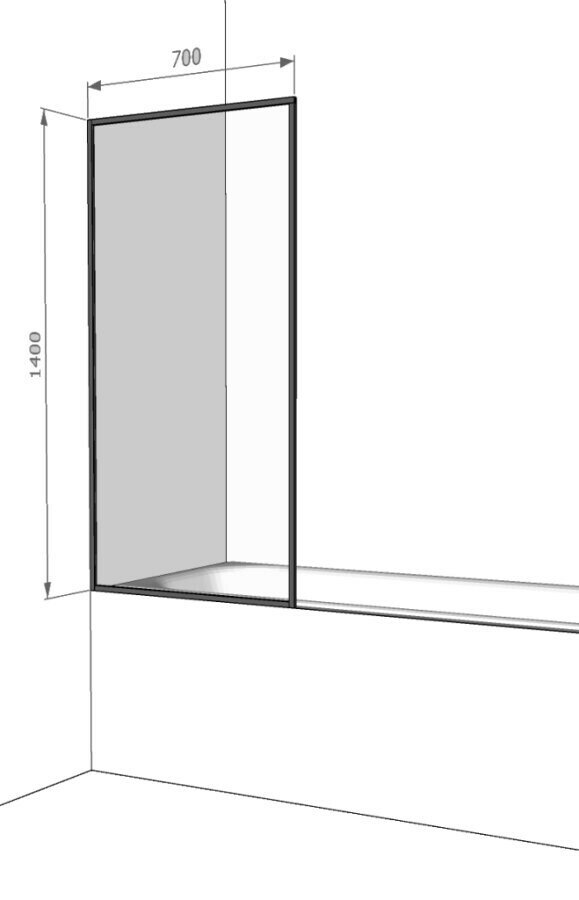 Шторка на ванну Iberica Blanca Mod.406 профиль черный, стекло прозрачное - фото №3