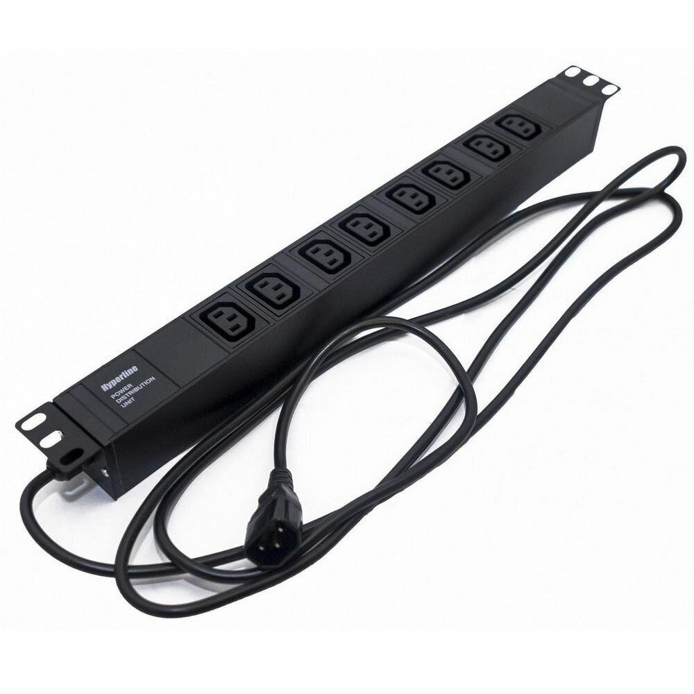 фото Сетевой фильтр Hyperline «Hyperline SHT19-8IEC-2.5IEC Блок розеток для 19" шкафов, горизонтальный, 8 розеток IEC320 C13," кабель питания 2.5м (3х1.0мм