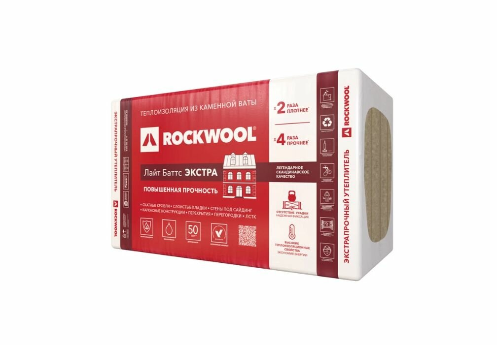 Утеплитель Rockwool Лайт Баттс Экстра 50х600х1000 мм 48 кв. м