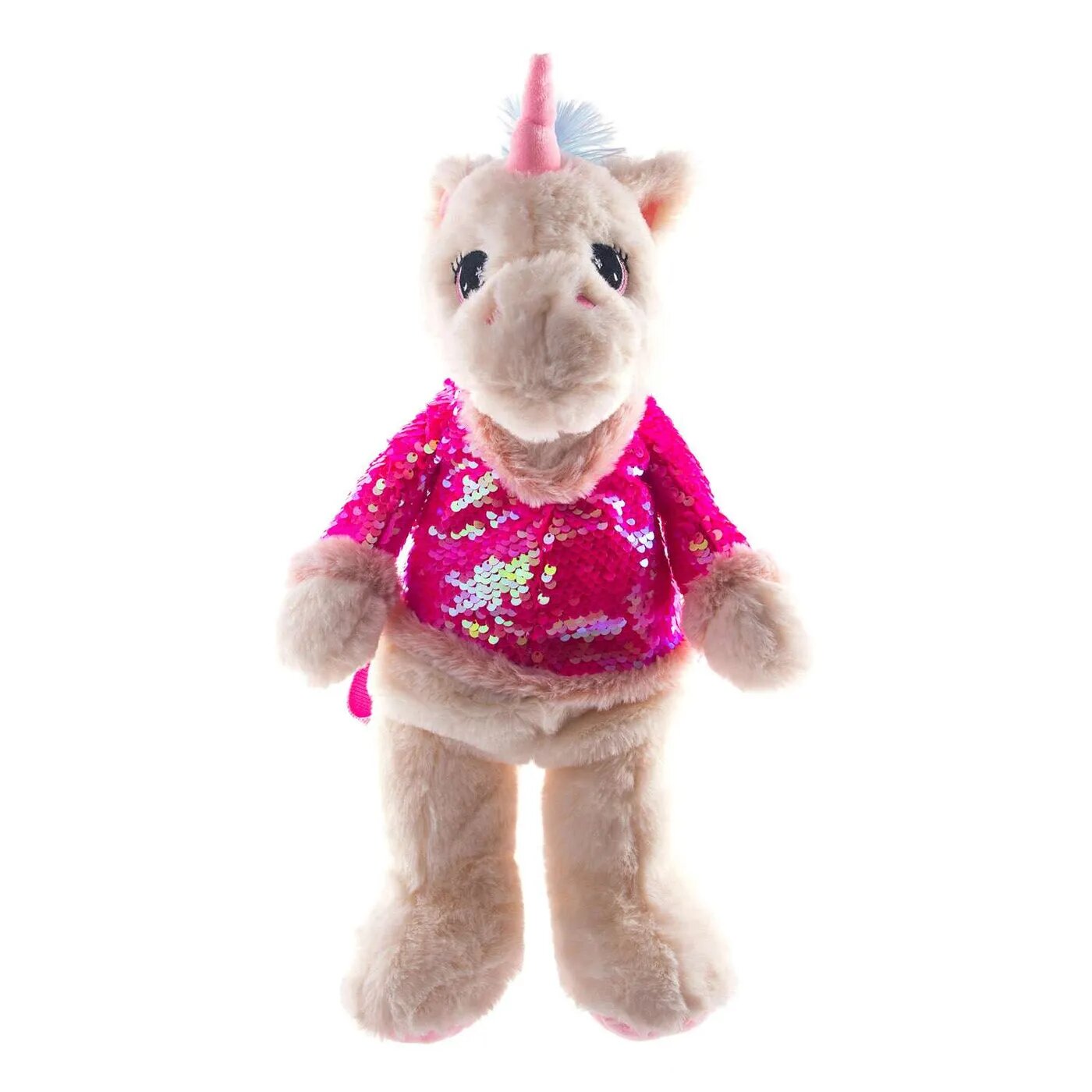 фото Мягкая игрушка GULLIVER Рюкзак Единорог с пайетками бело-розовый 40 см