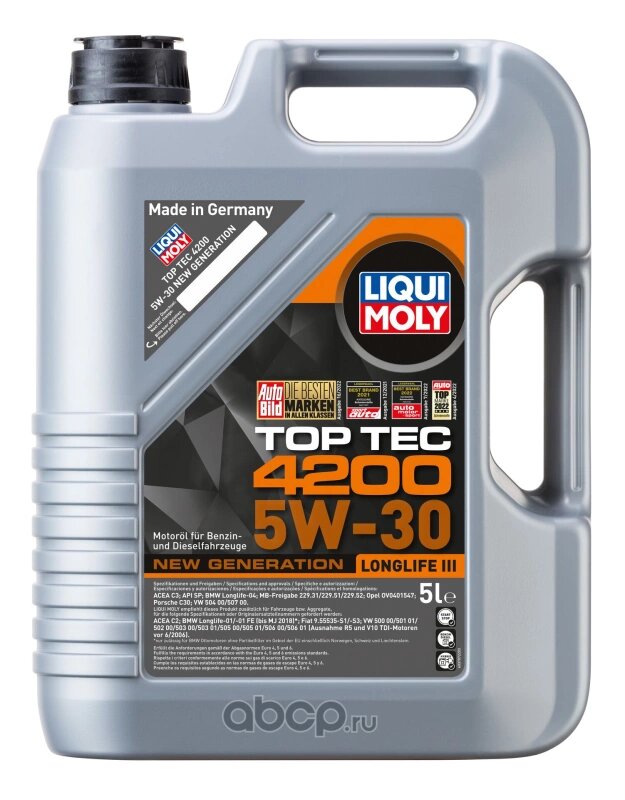 Масло моторное LIQUI MOLY Top Tec 4200 5W-30 синтетическое 5 л 8973/7661/3707 Liqui moly