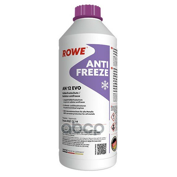 Антифриз Rowe Coolant An 12 Evo Концентрат 1,5Кг Astm D3306, D4985, As 2108-2004, Bs 6580:2010, Cuna Nc 956-16, Jis K 2234:20.